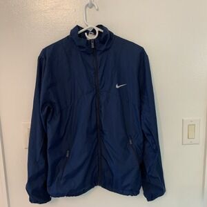 Vintage Nike Men's Lightweight Windbreaker Hoodless Size S Navy Blue